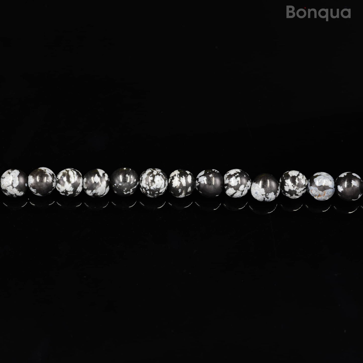 Perles obsidienne flocon de neige AAA- Ronde