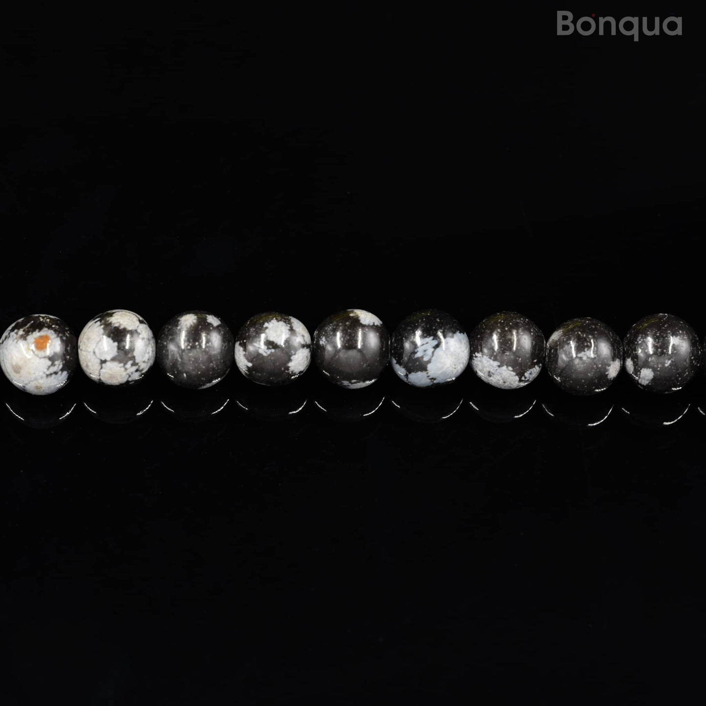 Perles obsidienne flocon de neige AAA- Ronde