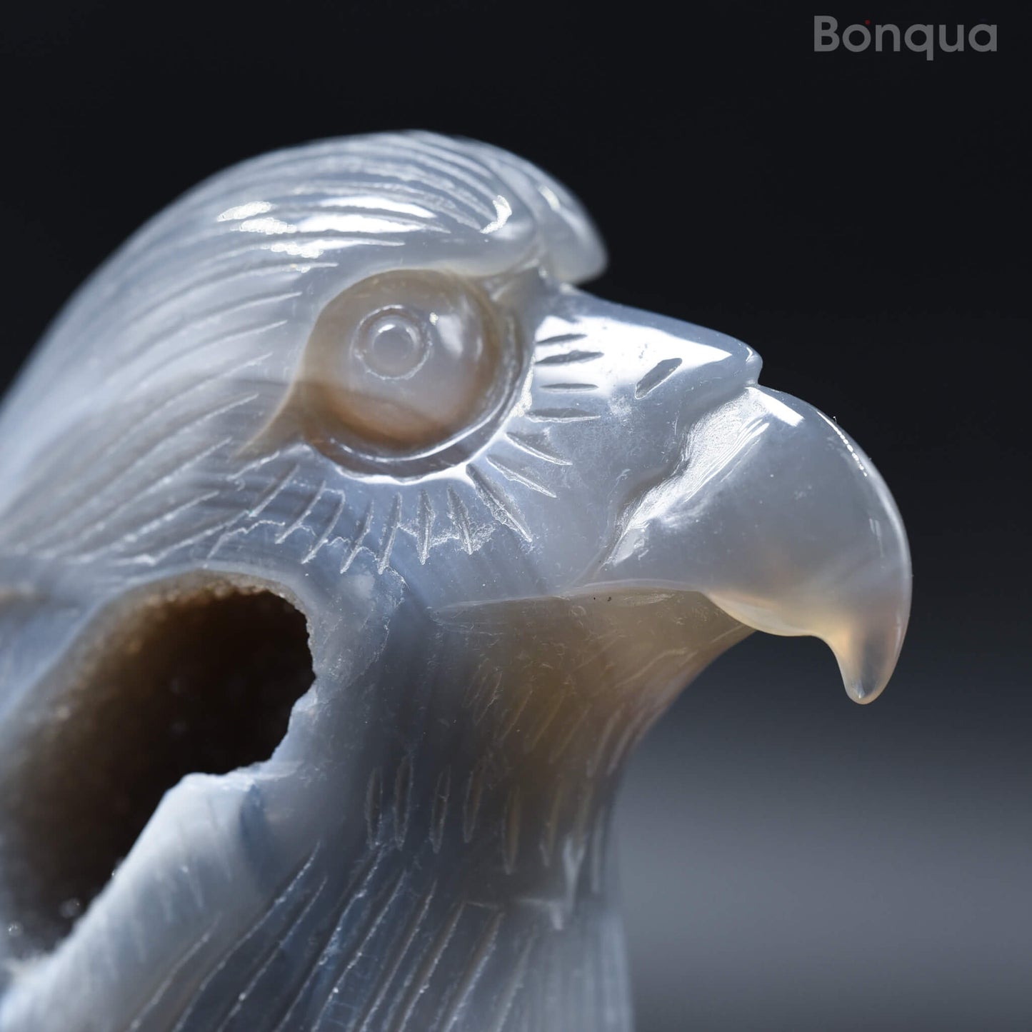 Sculpture Tête d'Aigle en Agate
