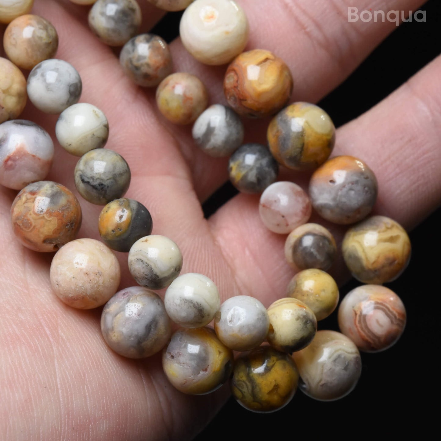 Perles Crazy lace agate AA- Ronde