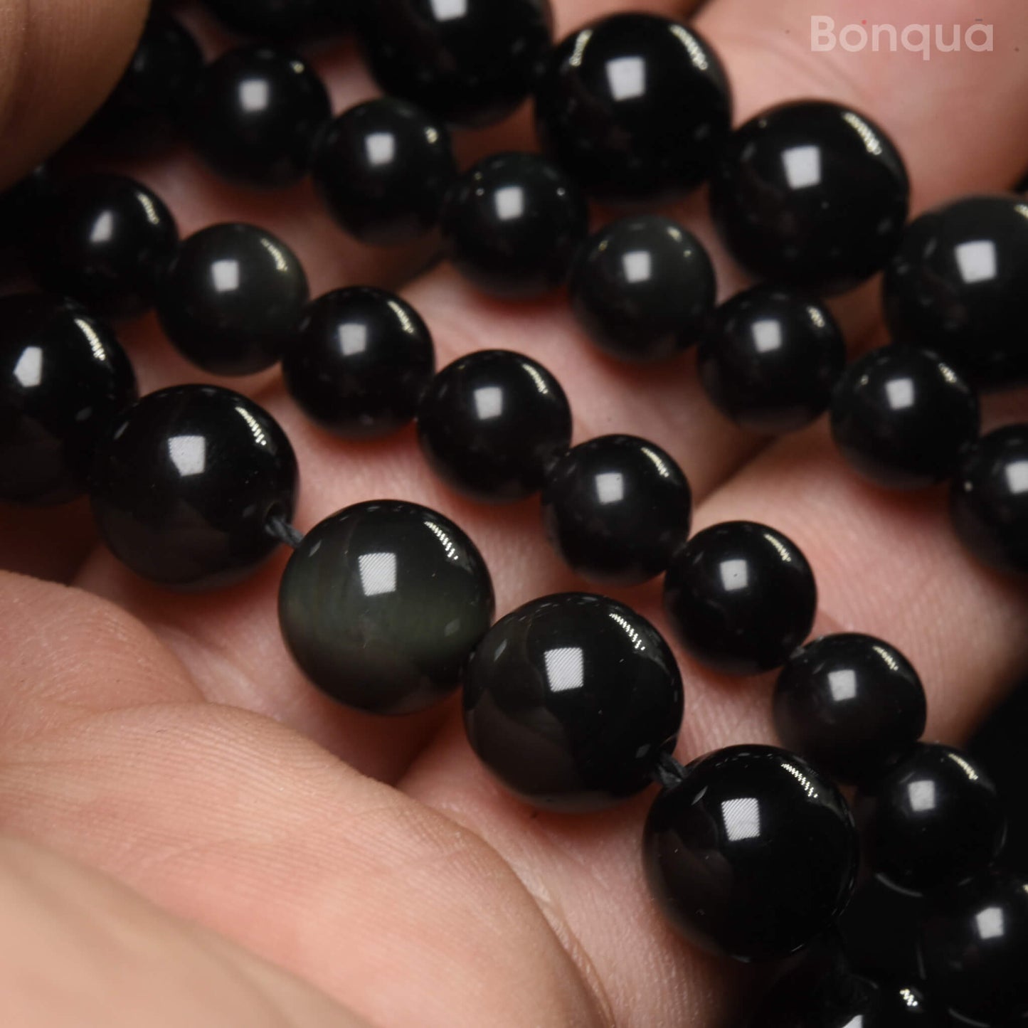 Perles Obsidienne Œil Céleste AA- Ronde