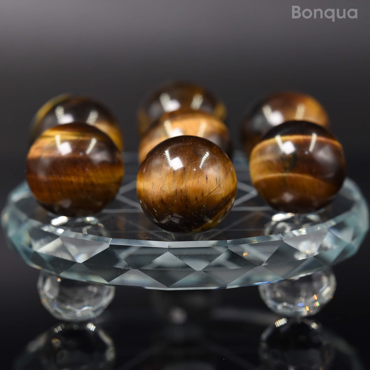 7 pc 20 MM Oeil de Tigre Petite Sphere Avec Socle 7 Chakra