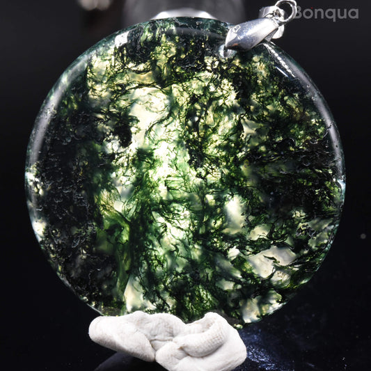 Pendentif Agate Mousse Ronde
