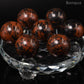 7 pc 20 MM Obsidienne Acajou Petite Sphere Avec Socle 7 Chakra