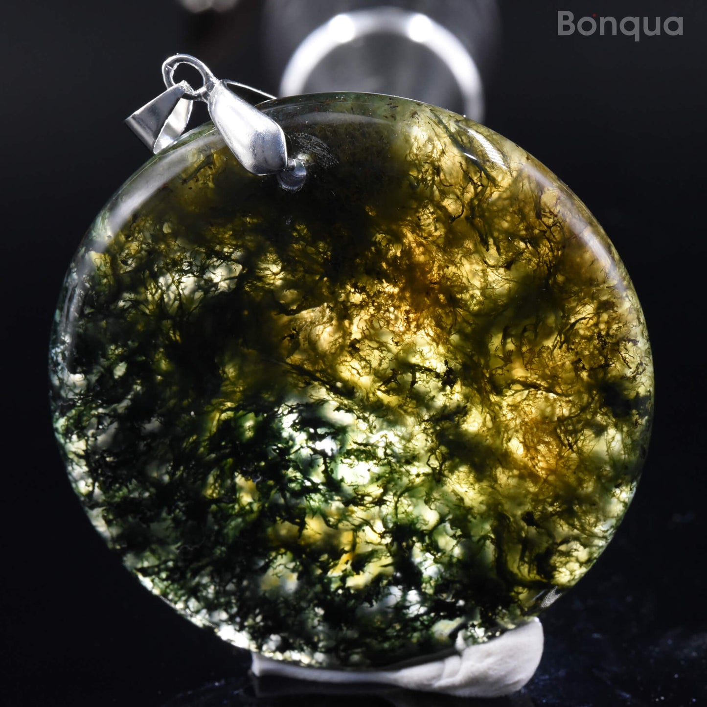 Pendentif Agate Mousse Ronde