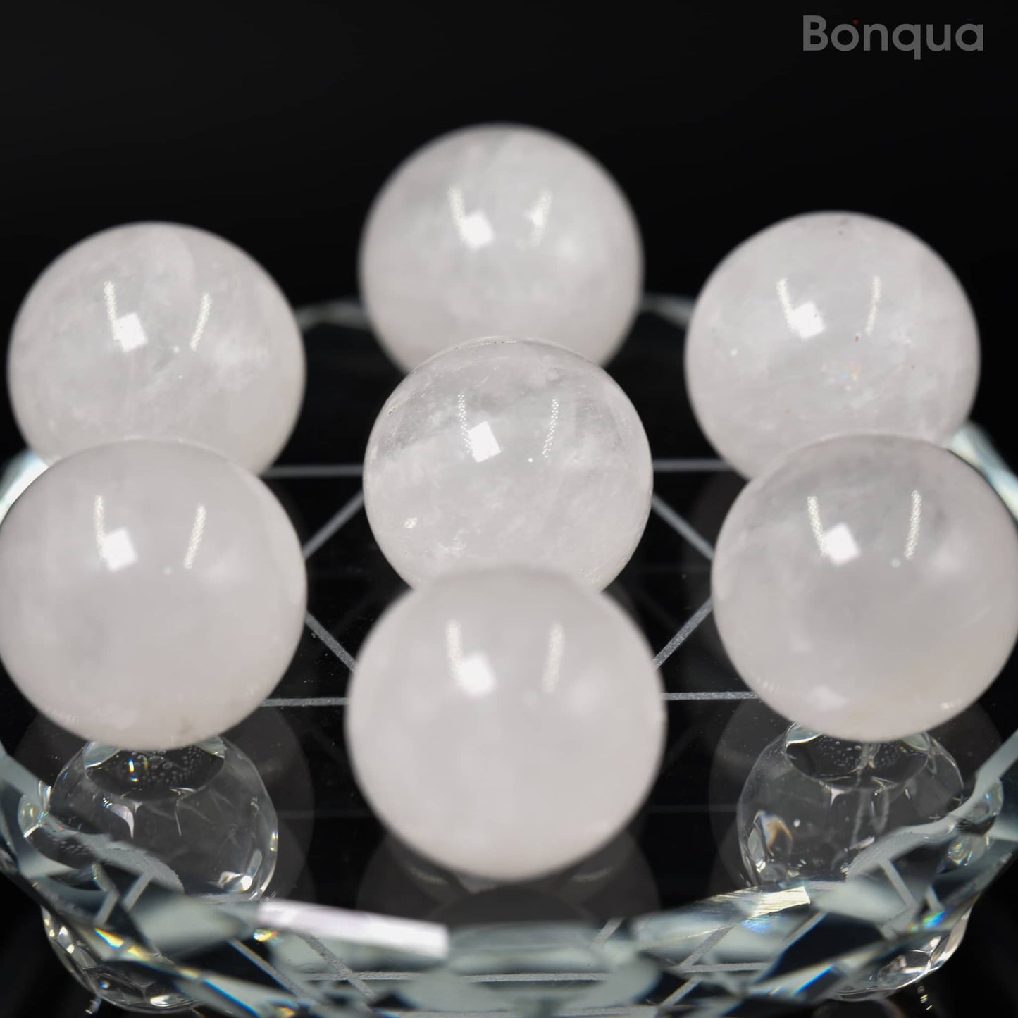 7 pc 20 MM  Cristal de Roche Petite Sphere Avec Socle 7 Chakra