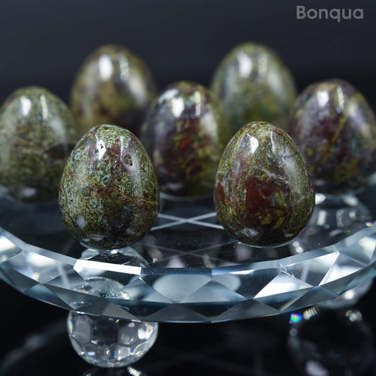 7 pc 20 MM Petit Oeuf en Jaspe Sang de Dragon  Sphère Avec Socle 7 Chakra