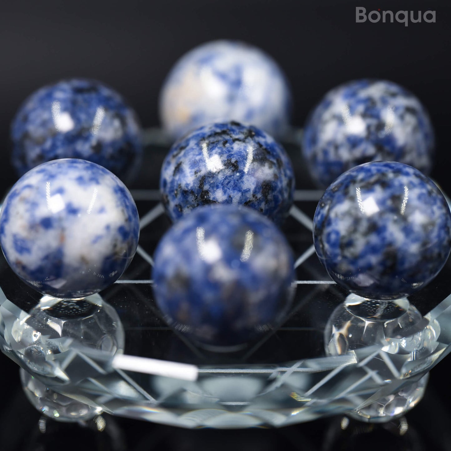 7 pc 20 MM Sodalite  Petite Sphere Avec Socle 7 Chakra