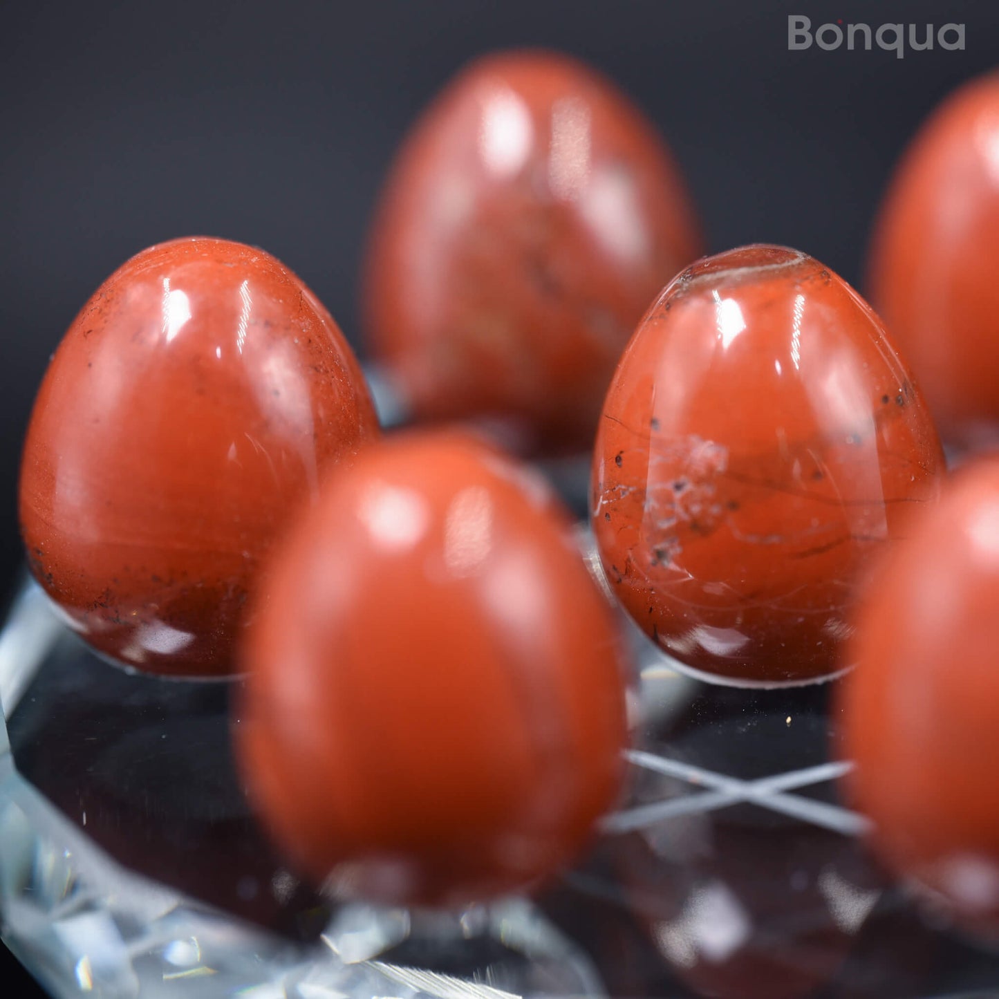 7 pc 20 MM Petit Oeuf en Jaspe Rouge Sphère Avec Socle 7 Chakra