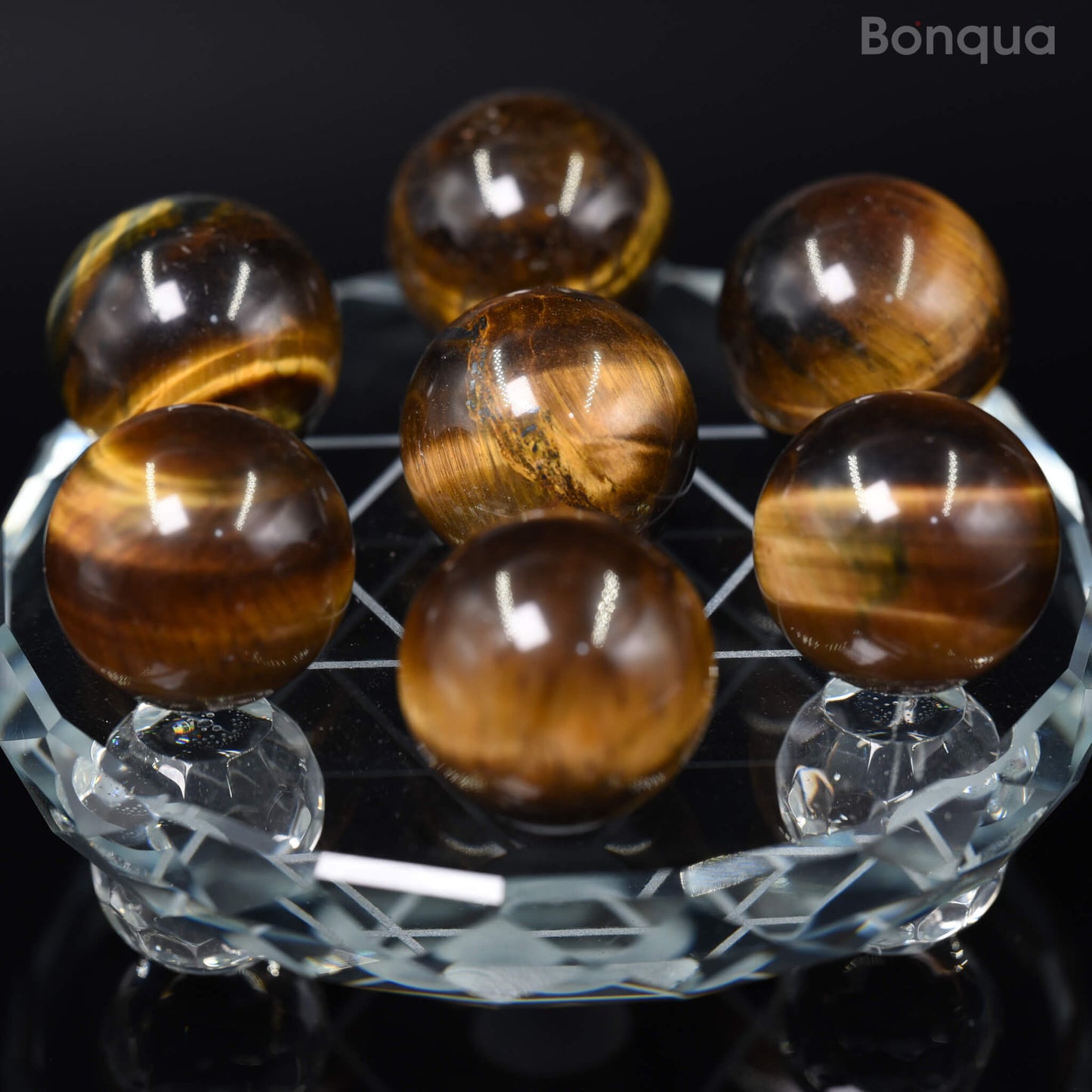 7 pc 20 MM Oeil de Tigre Petite Sphere Avec Socle 7 Chakra