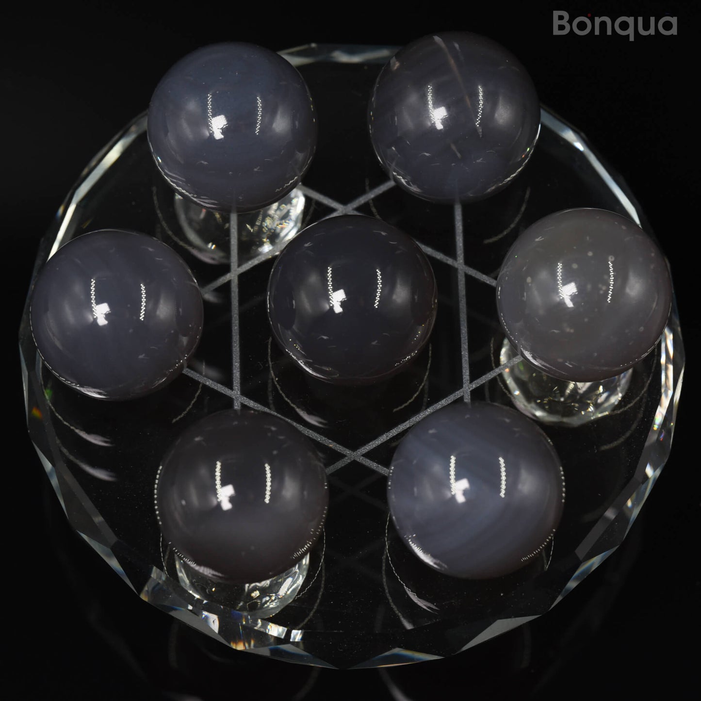 7 pc 20 MM Agate Petite Sphere Avec Socle 7 Chakra