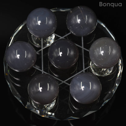 7 pc 20 MM Agate Petite Sphere Avec Socle 7 Chakra