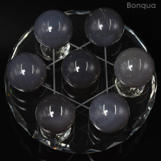 7 pc 20 MM Agate Petite Sphere Avec Socle 7 Chakra