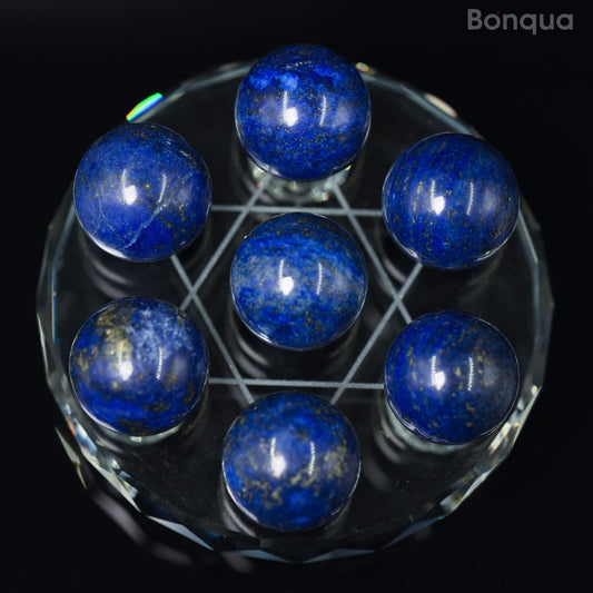 7 pc 20 MM Lapis Lazuli  Petite Sphere Avec Socle 7 Chakra