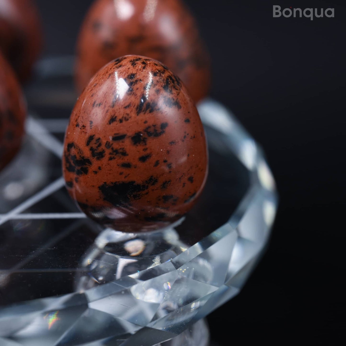 7 pc 20 MM Petit Oeuf en Obsidienne Acajou Sphère Avec Socle 7 Chakra