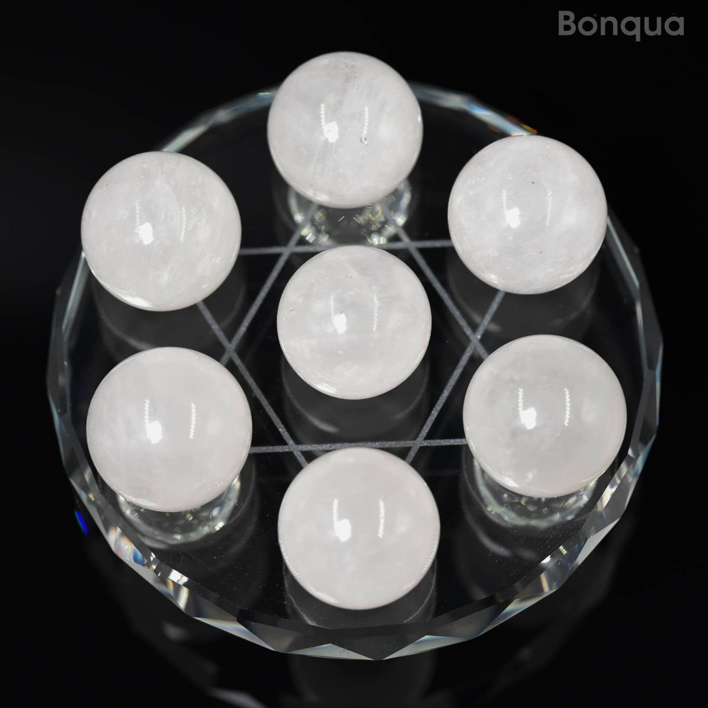 7 pc 20 MM  Cristal de Roche Petite Sphere Avec Socle 7 Chakra