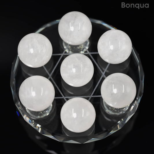 7 pc 20 MM  Cristal de Roche Petite Sphere Avec Socle 7 Chakra
