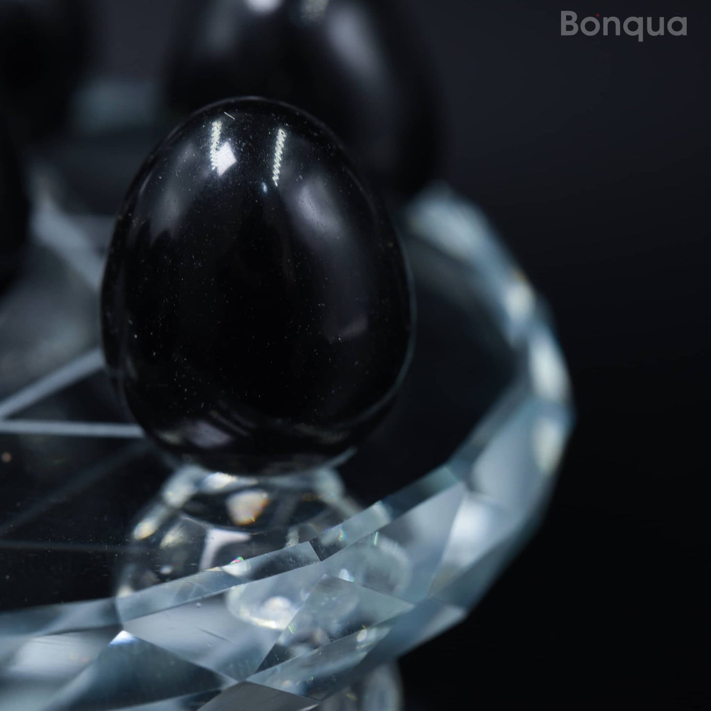 7 pc 20 MM Petit Oeuf en Obsidienne Noire Sphère Avec Socle 7 Chakra