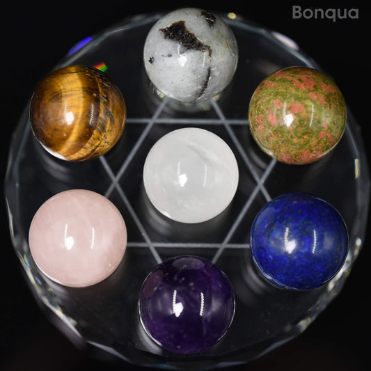 7 pc 20 MM 7 Chakra Petite Sphere Avec Socle