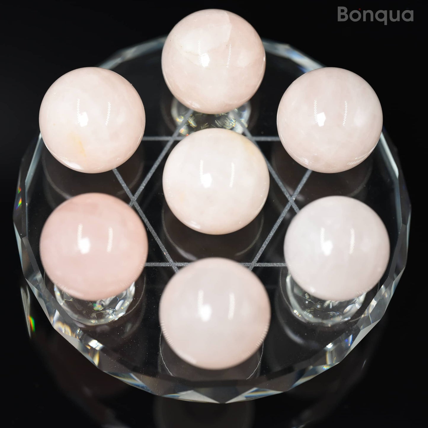 7 pc 20 MM  Cristal de Roche Petite Sphere Avec Socle 7 Chakra