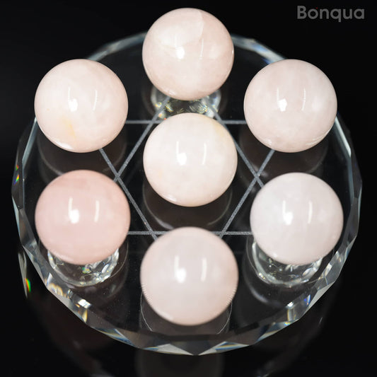 7 pc 20 MM  Cristal de Roche Petite Sphere Avec Socle 7 Chakra