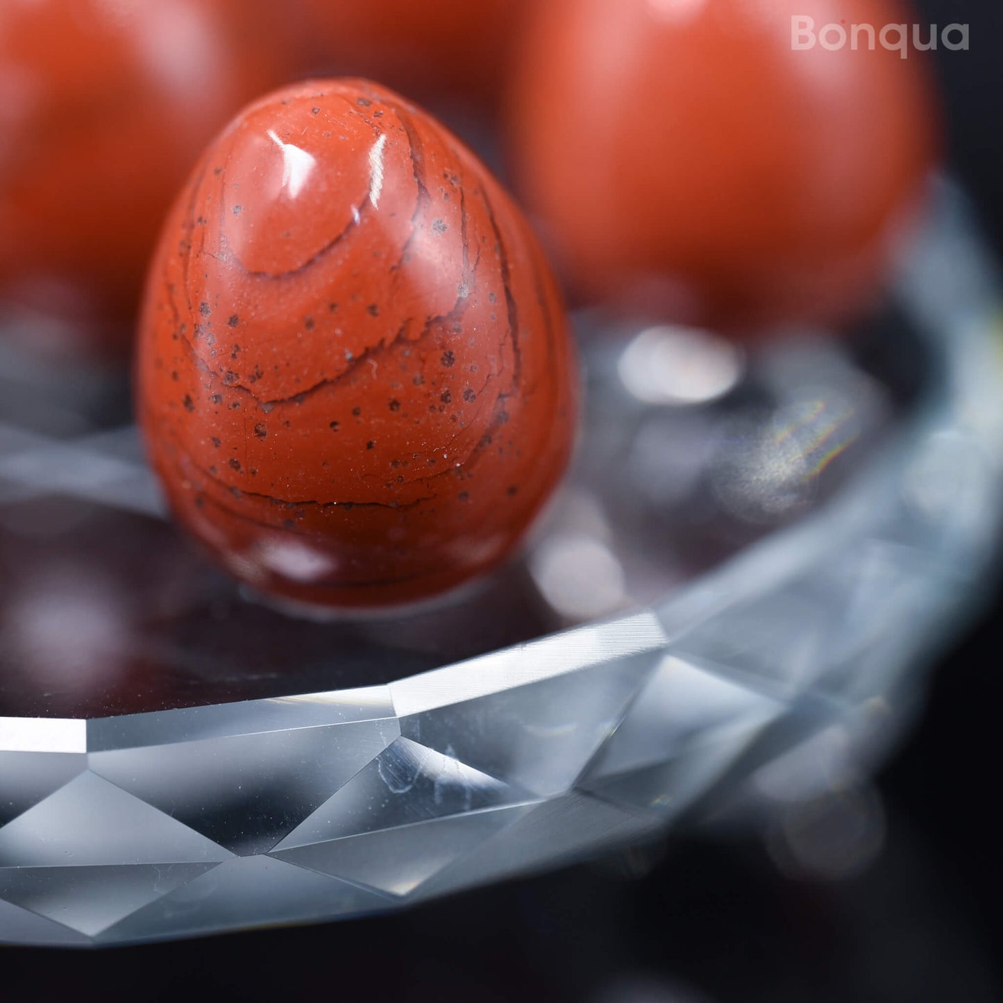 7 pc 20 MM Petit Oeuf en Jaspe Rouge Sphère Avec Socle 7 Chakra