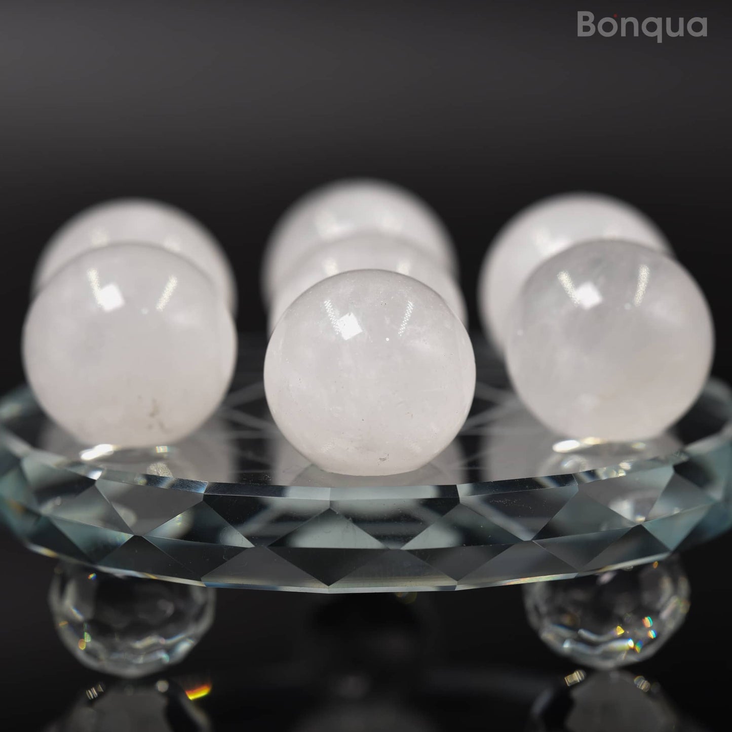 7 pc 20 MM  Cristal de Roche Petite Sphere Avec Socle 7 Chakra