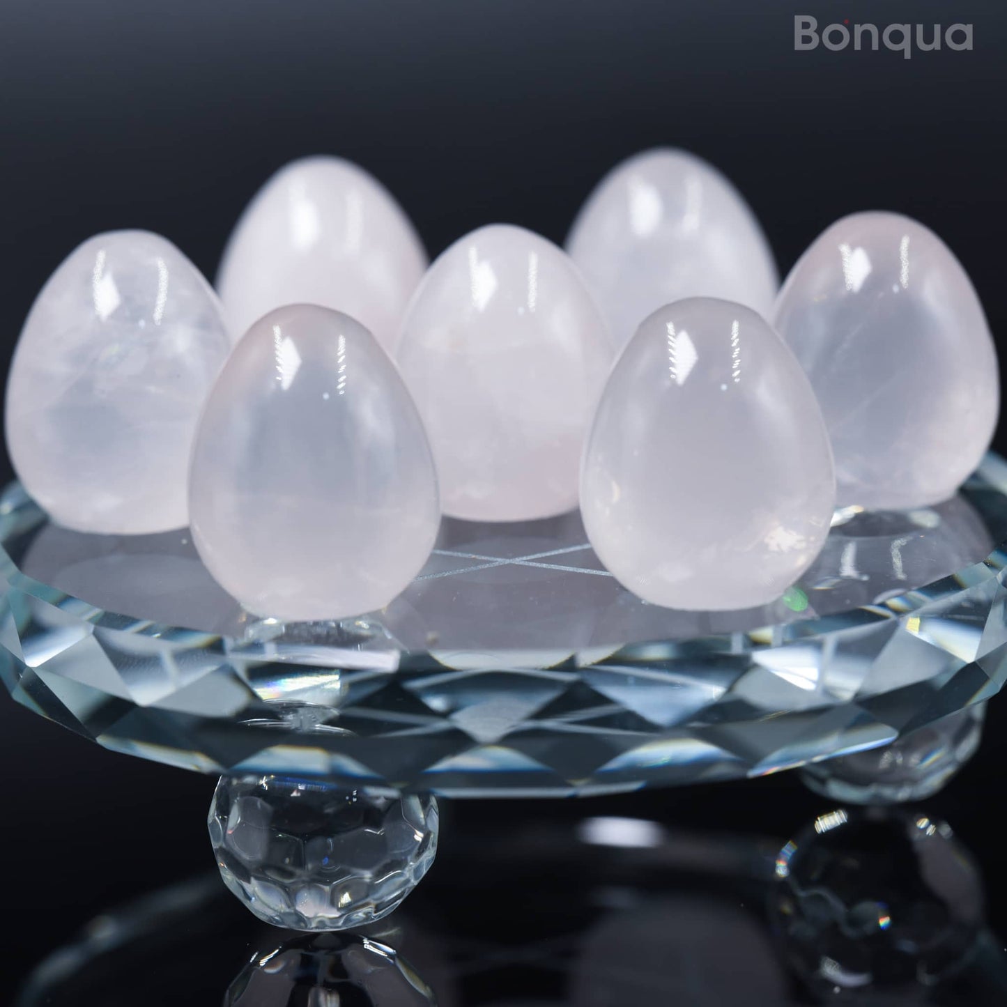 7 pc 20 MM Petit Oeuf en Quartz Rose Sphère Avec Socle 7 Chakra