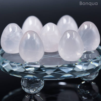 7 pc 20 MM Petit Oeuf en Quartz Rose Sphère Avec Socle 7 Chakra