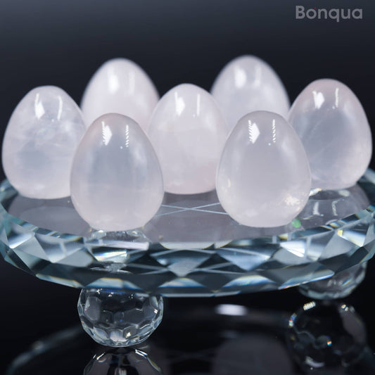 7 pc 20 MM Petit Oeuf en Quartz Rose Sphère Avec Socle 7 Chakra