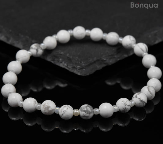 Bracelets  Pierre de Howlite - Ronde