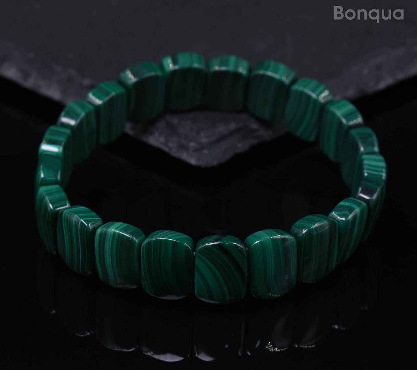 Bracelets Malachite Rectangle Arrondie AAA