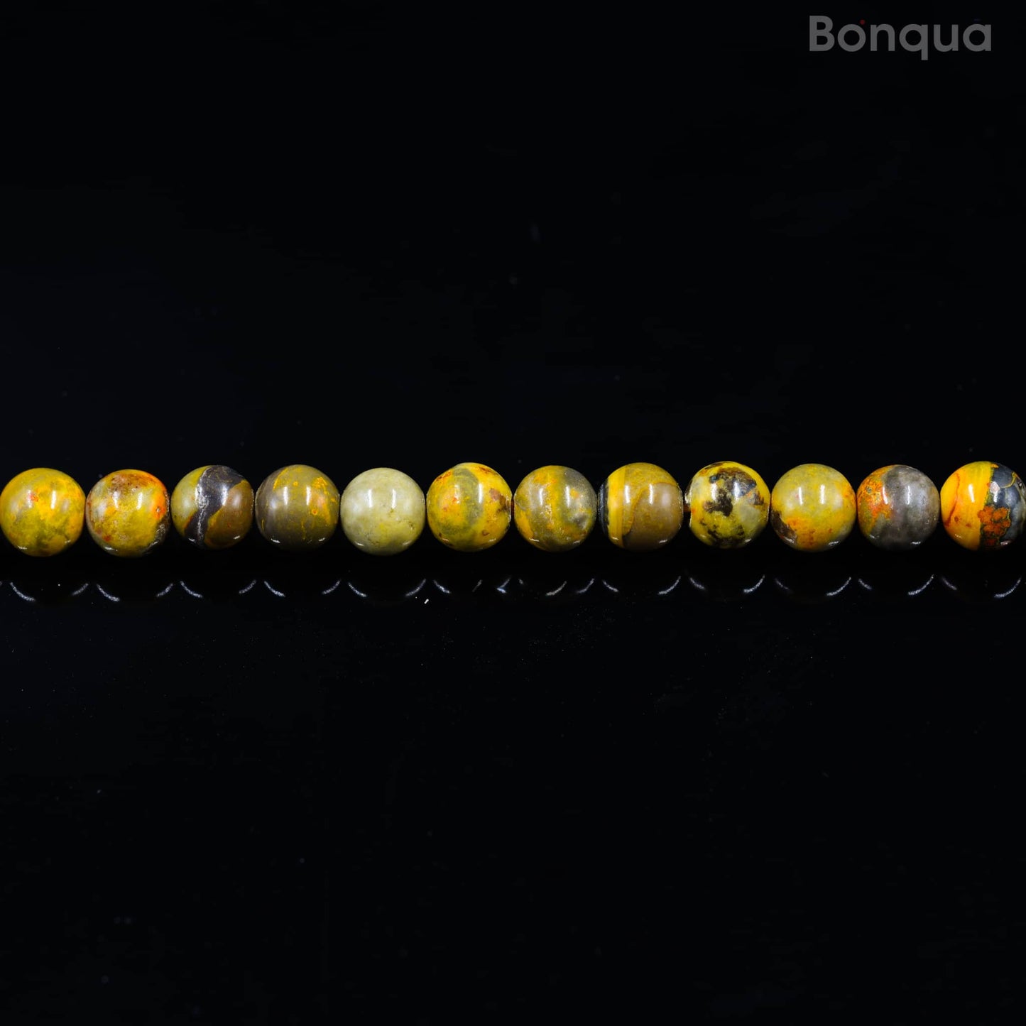 Perles Jaspe Bumble bee AA- Ronde