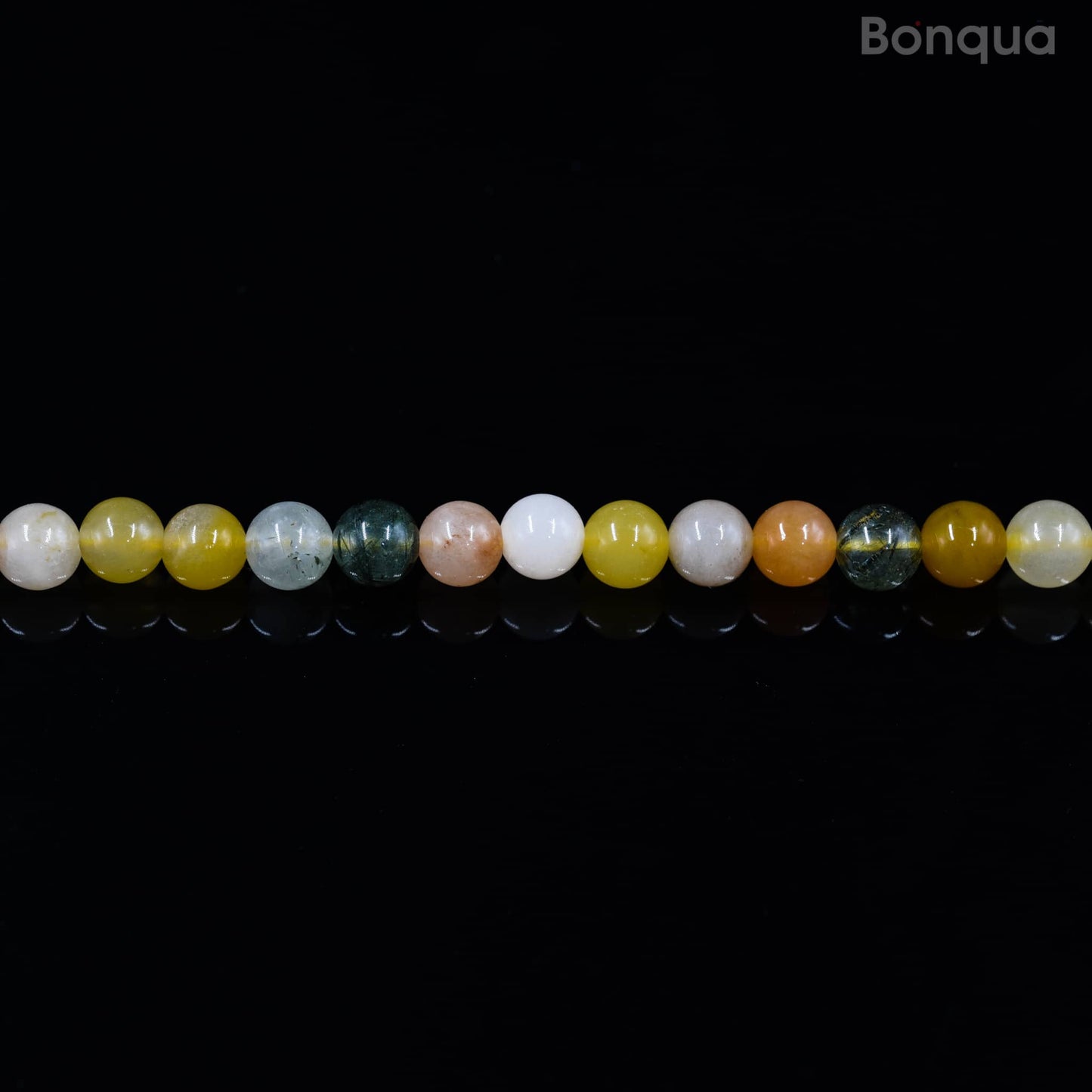 Perles Quartz rutilé multicouleur AA- Ronde