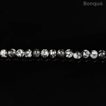 Perles obsidienne flocon de neige AAA- Ronde