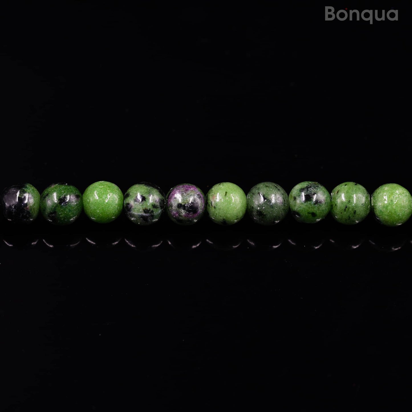 Perles Rubis sur Zoïsite AA- Ronde