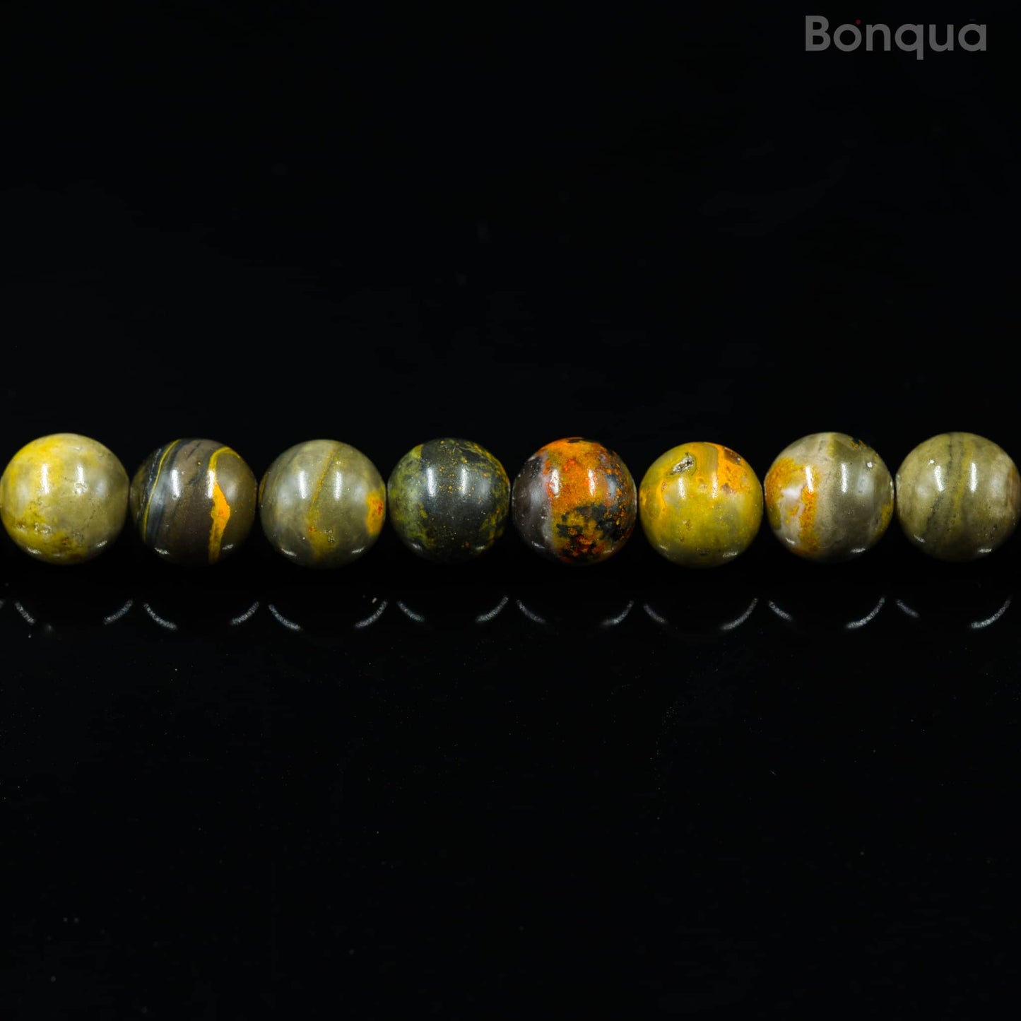 Perles Jaspe Bumble bee AA- Ronde