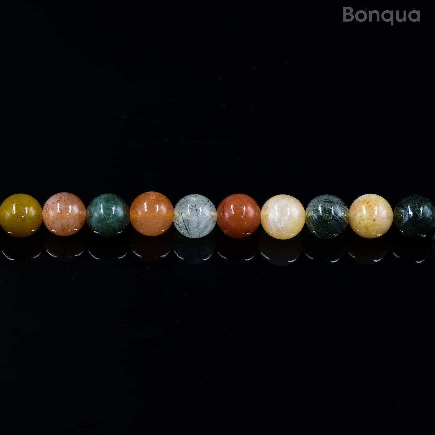 Perles Quartz rutilé multicouleur AA- Ronde