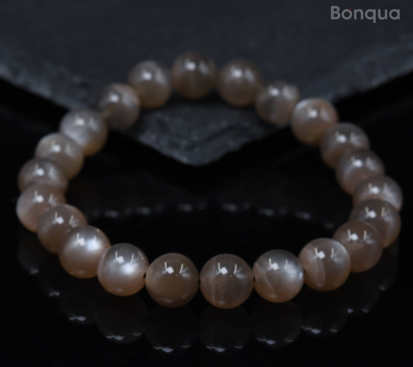 Bracelets   Pierre de Soleil Noire AA-  Ronde