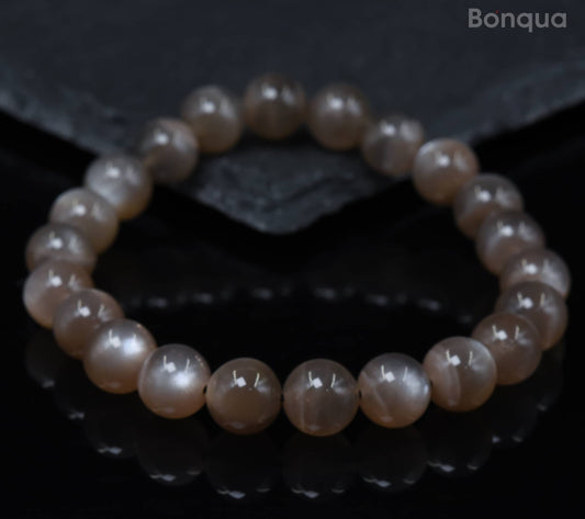 Bracelets   Pierre de Soleil Noire AA-  Ronde