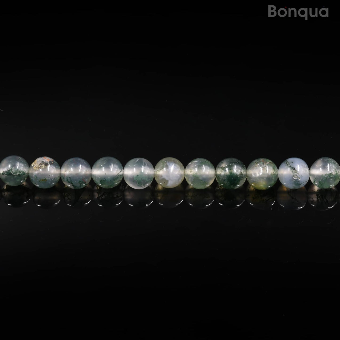 Perles Moss Agate AAA- Ronde