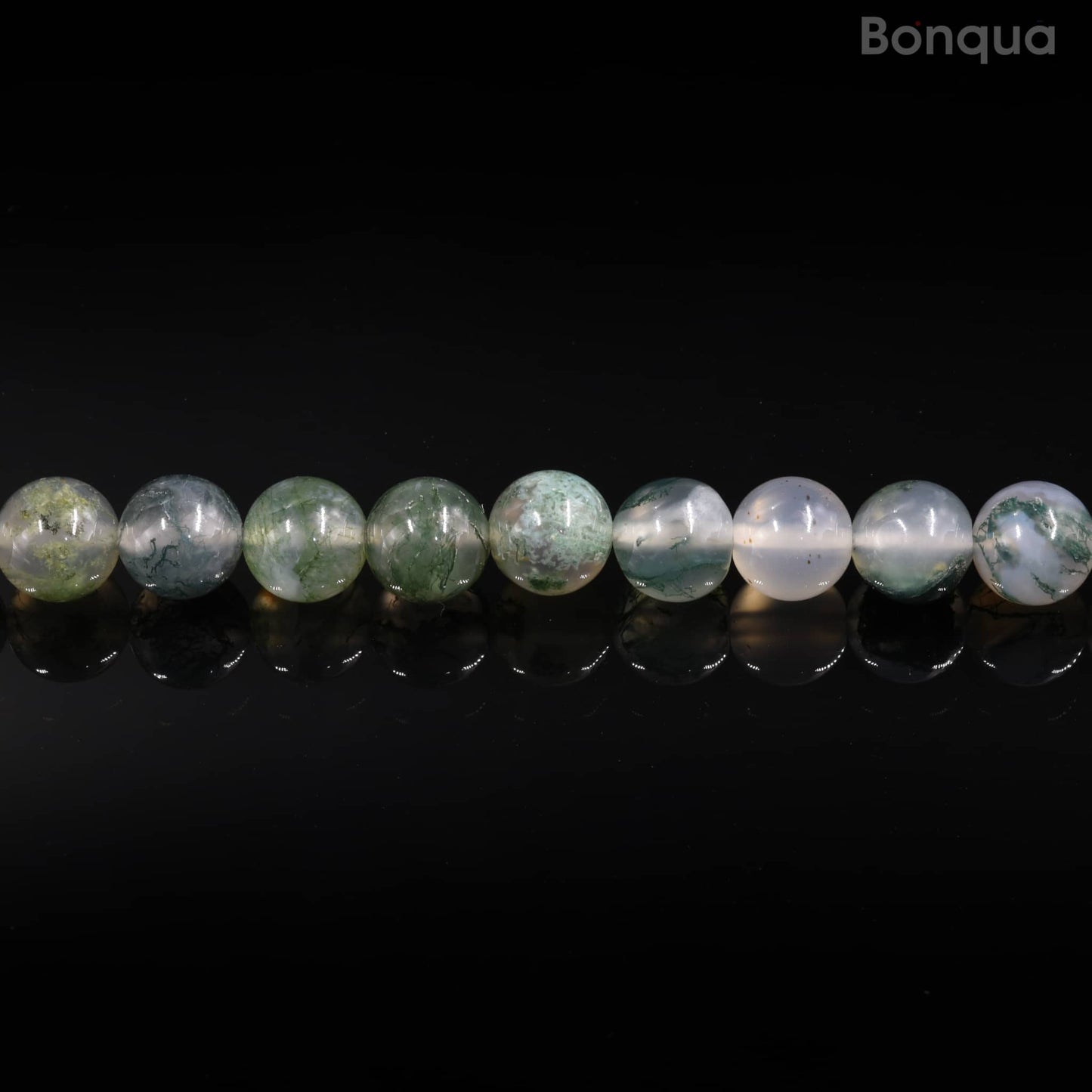 Perles Moss Agate AAA- Ronde