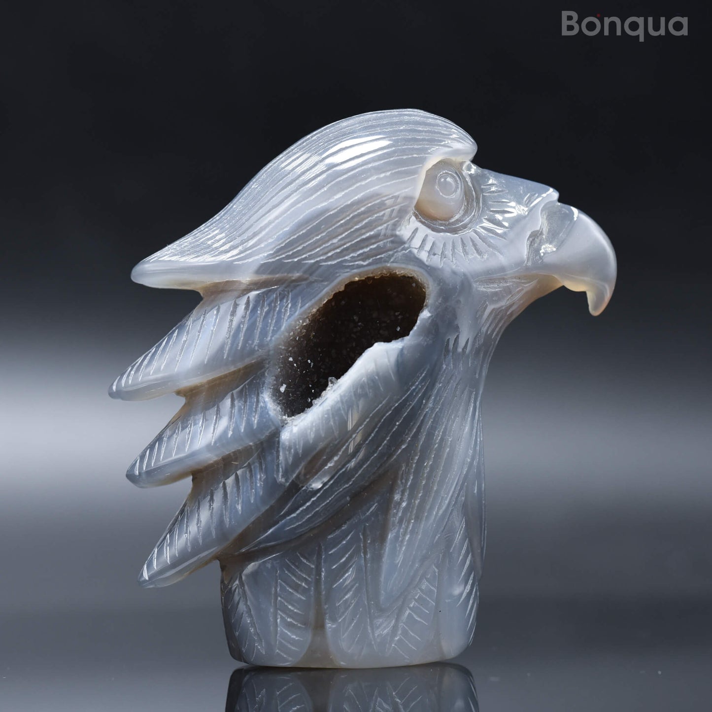 Sculpture Tête d'Aigle en Agate