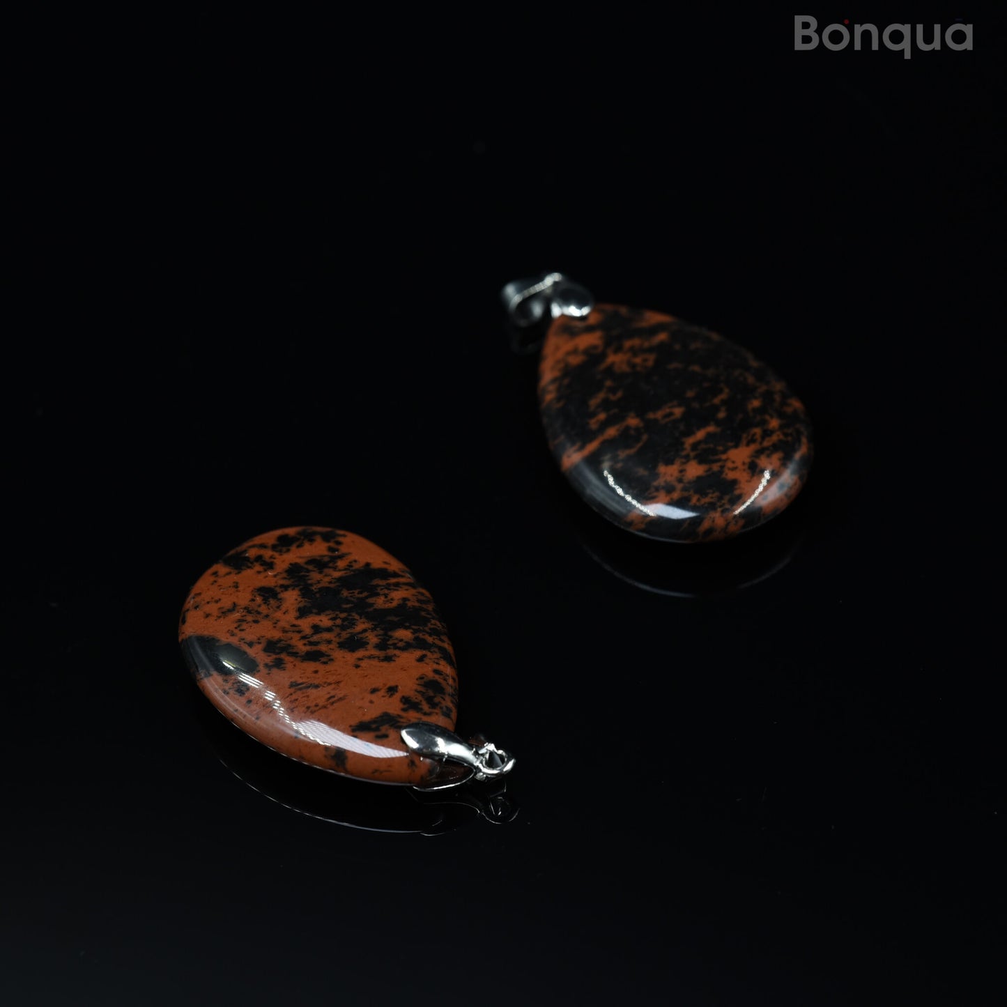 Pendentif Obsidienne Acajou en Forme de Goutte