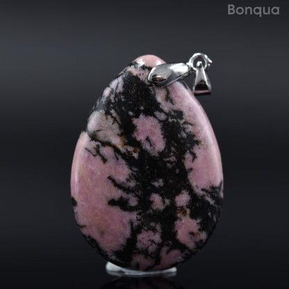 Pendentif Rhodonite en Forme de Goutte
