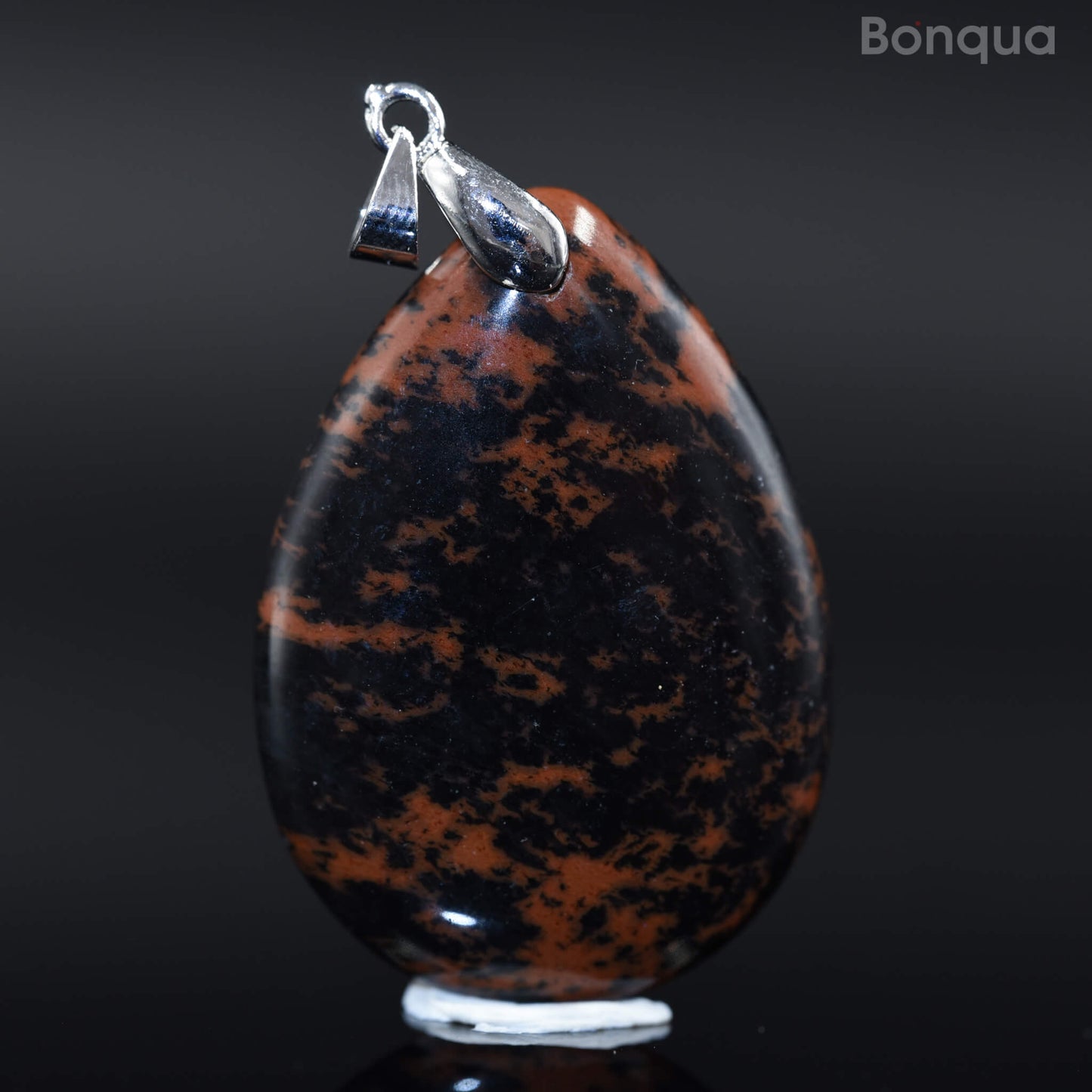 Pendentif Obsidienne Acajou en Forme de Goutte