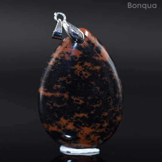 Pendentif Obsidienne Acajou en Forme de Goutte