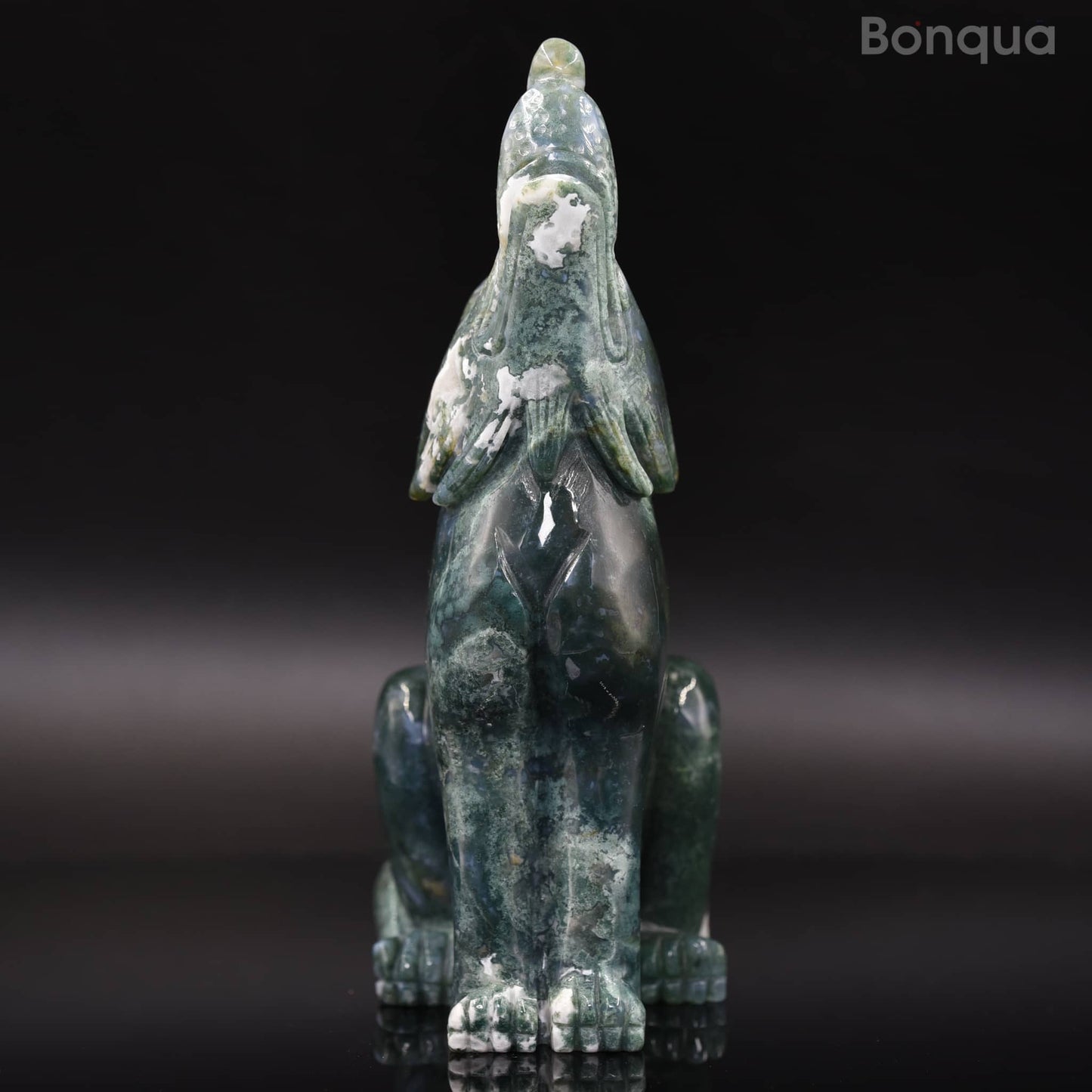 Sculpture Loup en Jaspe Océan