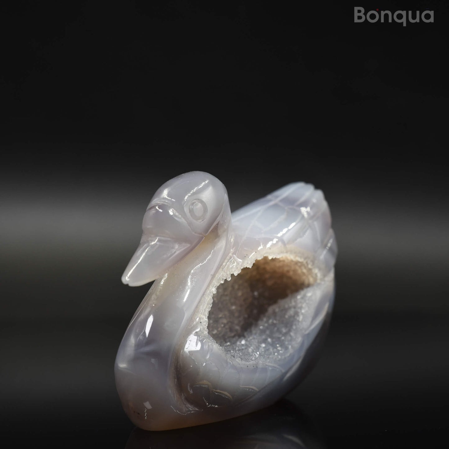 Sculpture cygne en Agate Druse