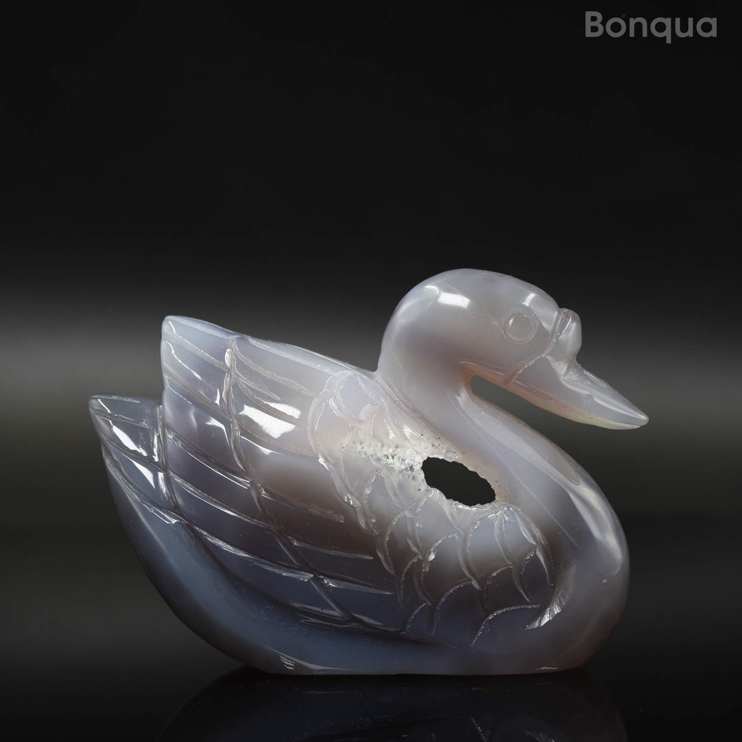 Sculpture cygne en Agate Druse